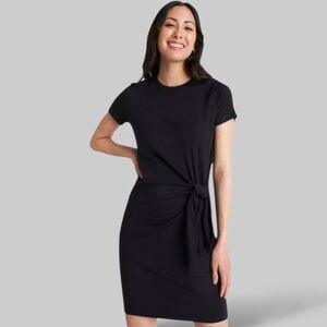 KIT AND ACE Modal Blend with Wool Tie Brushed Dress Raw Hems in Black US Sz L